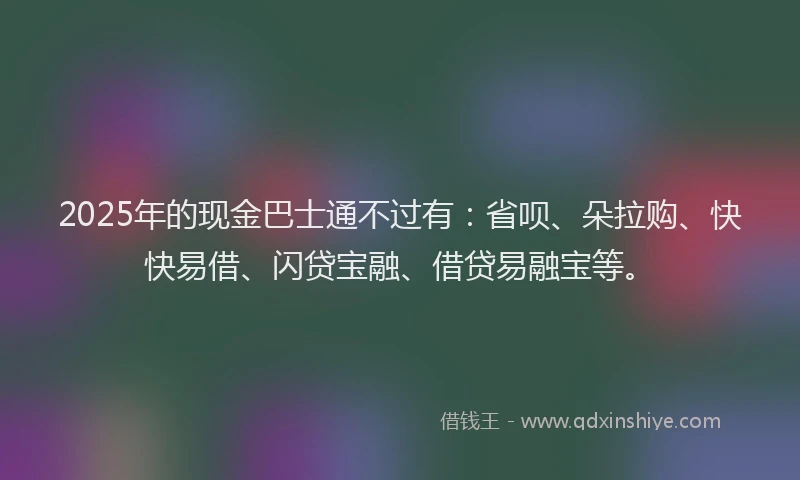 2025年的现金巴士通不过有：省呗、朵拉购、快快易借、闪贷宝融、借贷易融宝等。