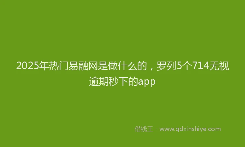 2025年热门易融网是做什么的，罗列5个714无视逾期秒下的app