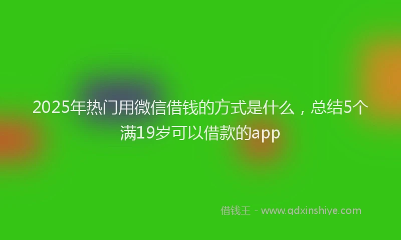 2025年热门用微信借钱的方式是什么，总结5个满19岁可以借款的app