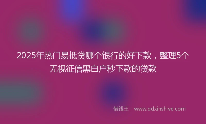 2025年热门易抵贷哪个银行的好下款，整理5个无视征信黑白户秒下款的贷款
