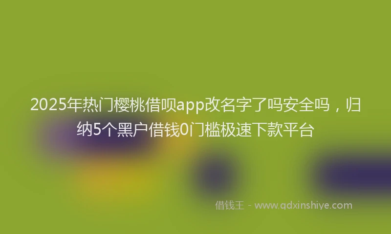 2025年热门樱桃借呗app改名字了吗安全吗，归纳5个黑户借钱0门槛极速下款平台