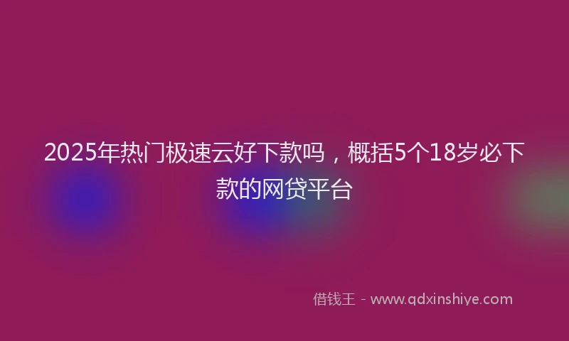 2025年热门极速云好下款吗，概括5个18岁必下款的网贷平台