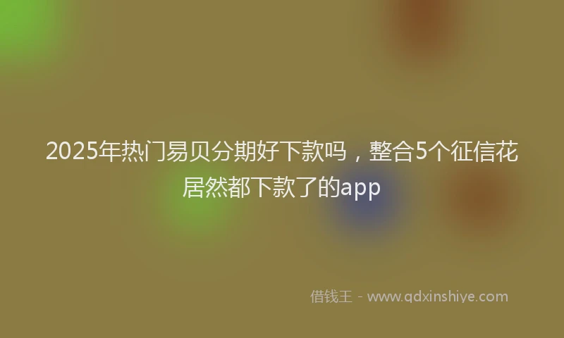 2025年热门易贝分期好下款吗，整合5个征信花居然都下款了的app