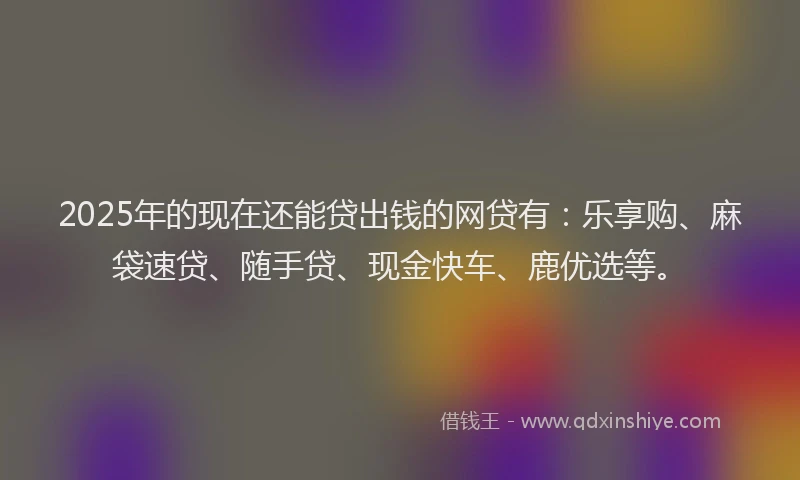 2025年的现在还能贷出钱的网贷有：乐享购、麻袋速贷、随手贷、现金快车、鹿优选等。