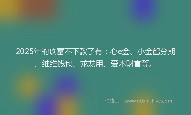 2025年的玖富不下款了有：心e金、小金鹤分期、维维钱包、龙龙用、爱木财富等。