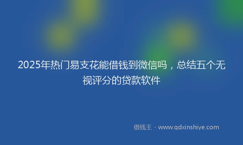 2025年热门易支花能借钱到微信吗，总结五个无视评分的贷款软件