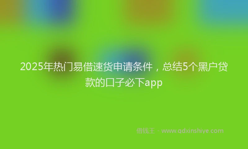 2025年热门易借速货申请条件，总结5个黑户贷款的口子必下app