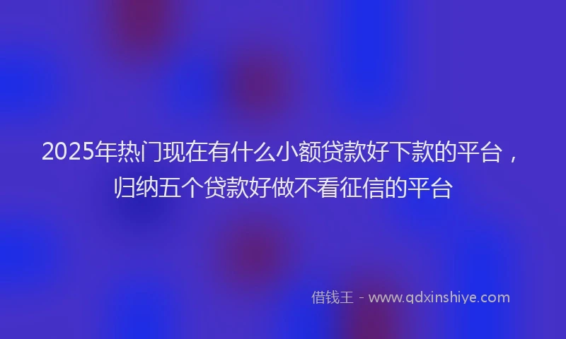 2025年热门现在有什么小额贷款好下款的平台，归纳五个贷款好做不看征信的平台