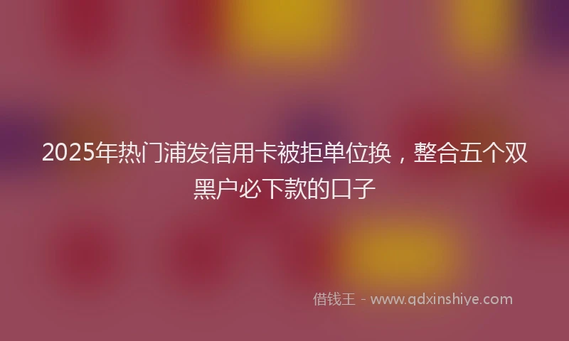 2025年热门浦发信用卡被拒单位换，整合五个双黑户必下款的口子