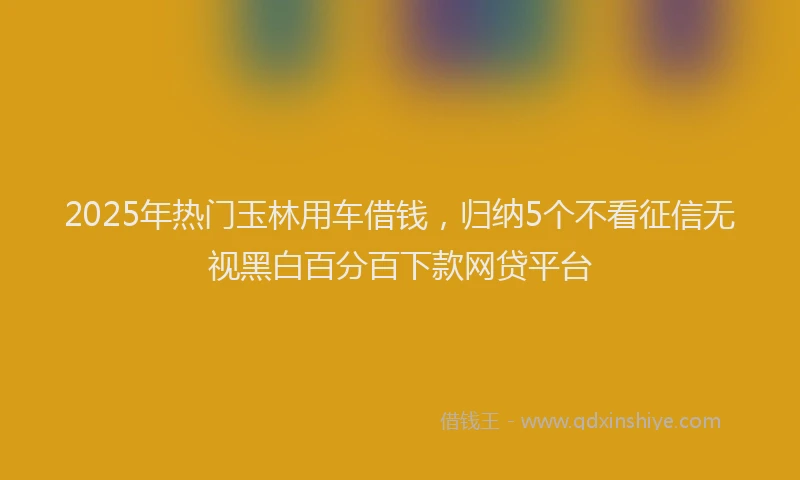 2025年热门玉林用车借钱，归纳5个不看征信无视黑白百分百下款网贷平台