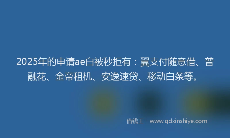 2025年的申请ae白被秒拒有：翼支付随意借、普融花、金帝租机、安逸速贷、移动白条等。