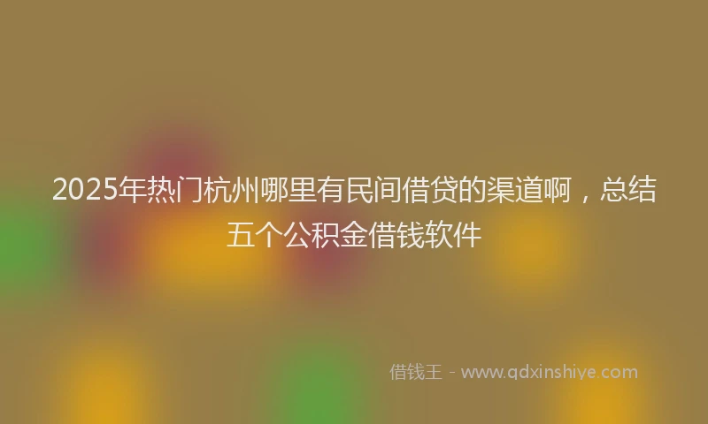 2025年热门杭州哪里有民间借贷的渠道啊，总结五个公积金借钱软件