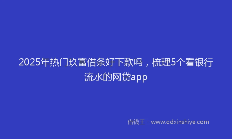 2025年热门玖富借条好下款吗，梳理5个看银行流水的网贷app