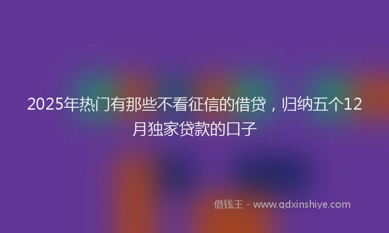 2025年热门有那些不看征信的借贷，归纳五个12月独家贷款的口子