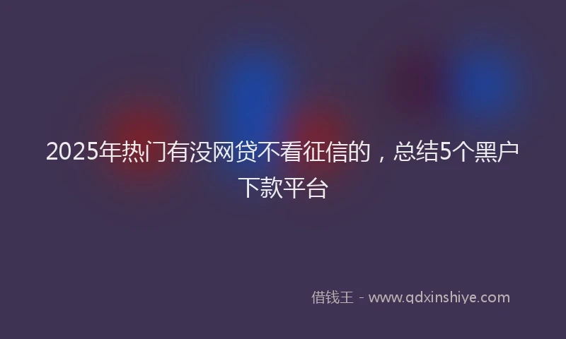 2025年热门有没网贷不看征信的，总结5个黑户下款平台