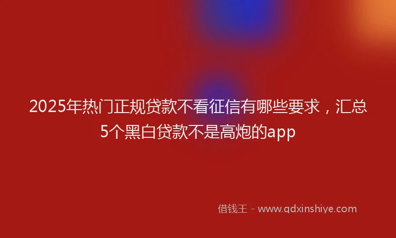 2025年热门正规贷款不看征信有哪些要求，汇总5个黑白贷款不是高炮的app