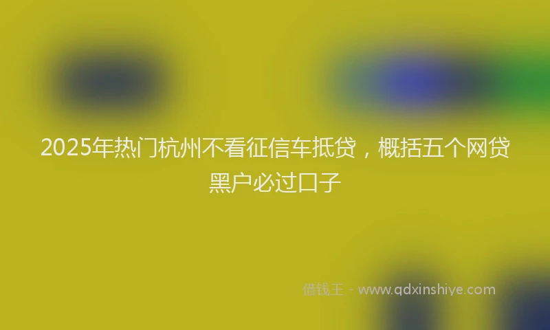 2025年热门杭州不看征信车抵贷，概括五个网贷黑户必过口子