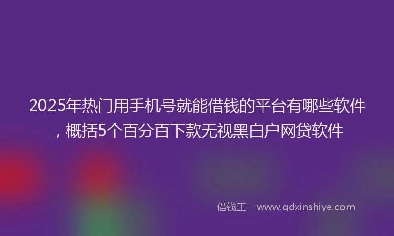 2025年热门用手机号就能借钱的平台有哪些软件，概括5个百分百下款无视黑白户网贷软件