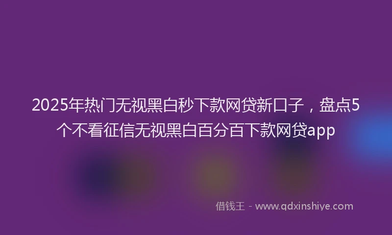 2025年热门无视黑白秒下款网贷新口子，盘点5个不看征信无视黑白百分百下款网贷app