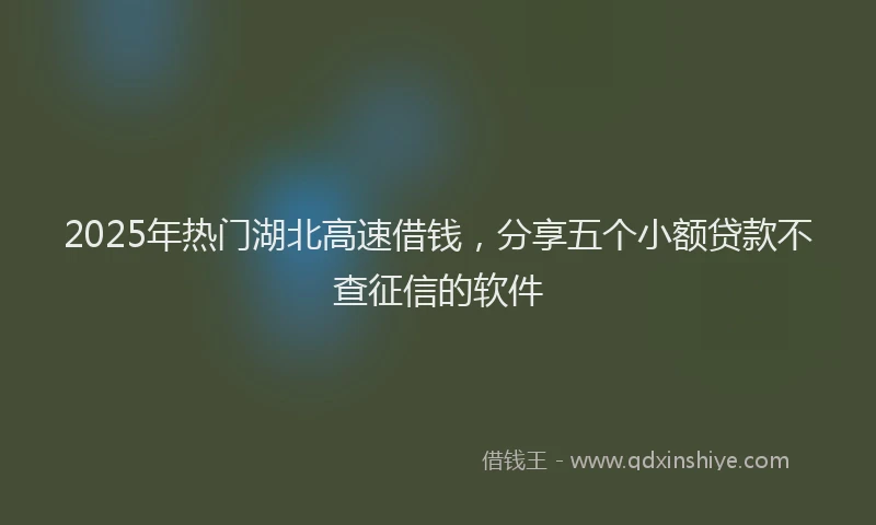 2025年热门湖北高速借钱，分享五个小额贷款不查征信的软件