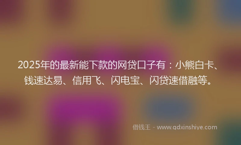 2025年的最新能下款的网贷口子有：小熊白卡、钱速达易、信用飞、闪电宝、闪贷速借融等。