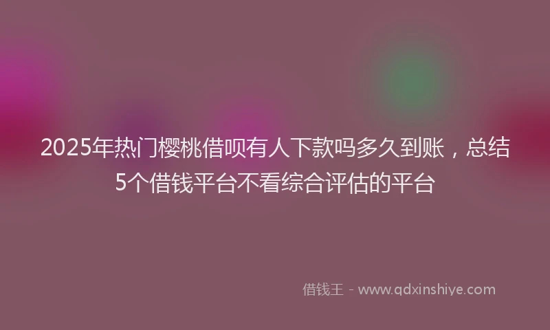 2025年热门樱桃借呗有人下款吗多久到账，总结5个借钱平台不看综合评估的平台