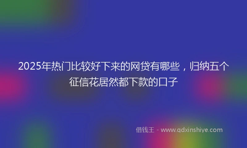 2025年热门比较好下来的网贷有哪些，归纳五个征信花居然都下款的口子