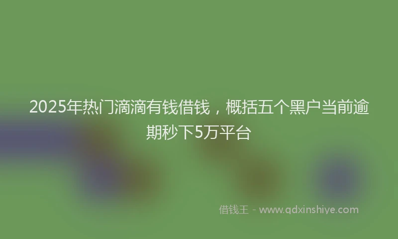 2025年热门滴滴有钱借钱，概括五个黑户当前逾期秒下5万平台