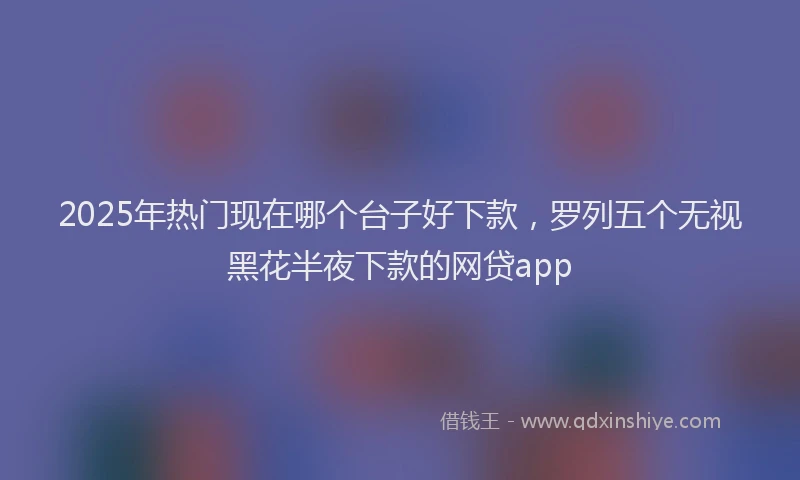 2025年热门现在哪个台子好下款，罗列五个无视黑花半夜下款的网贷app