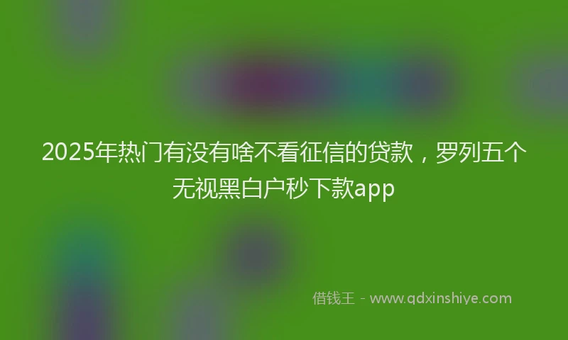 2025年热门有没有啥不看征信的贷款，罗列五个无视黑白户秒下款app