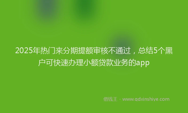 2025年热门来分期提额审核不通过，总结5个黑户可快速办理小额贷款业务的app