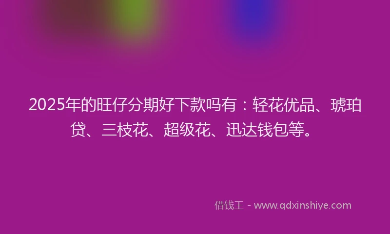 2025年的旺仔分期好下款吗有：轻花优品、琥珀贷、三枝花、超级花、迅达钱包等。