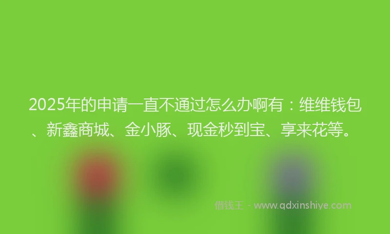 2025年的申请一直不通过怎么办啊有：维维钱包、新鑫商城、金小豚、现金秒到宝、享来花等。