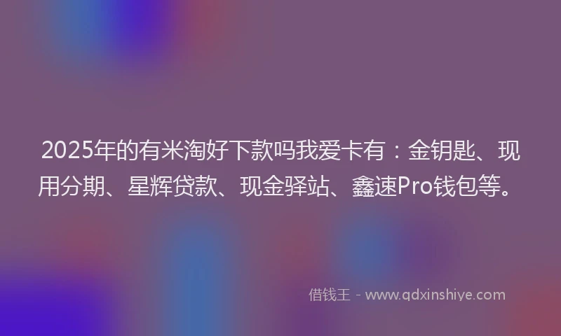 2025年的有米淘好下款吗我爱卡有：金钥匙、现用分期、星辉贷款、现金驿站、鑫速Pro钱包等。