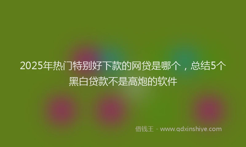 2025年热门特别好下款的网贷是哪个，总结5个黑白贷款不是高炮的软件