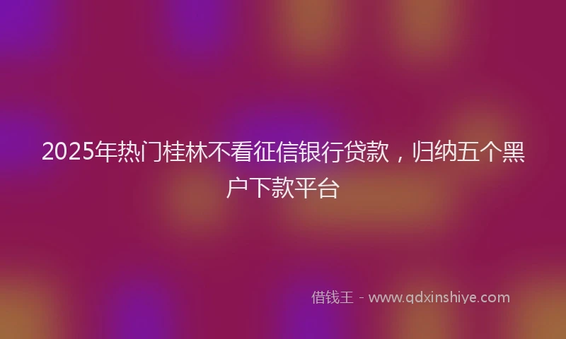 2025年热门桂林不看征信银行贷款，归纳五个黑户下款平台