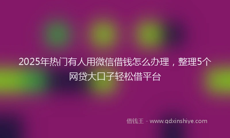 2025年热门有人用微信借钱怎么办理，整理5个网贷大口子轻松借平台