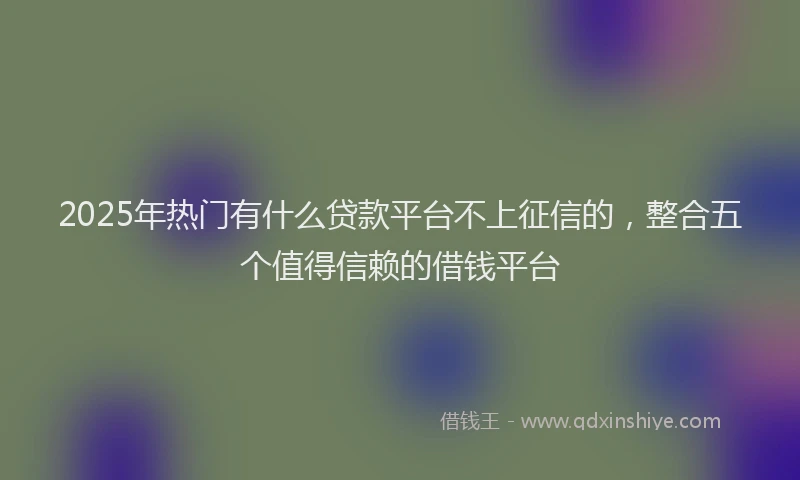 2025年热门有什么贷款平台不上征信的，整合五个值得信赖的借钱平台
