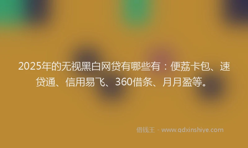 2025年的无视黑白网贷有哪些有：便荔卡包、速贷通、信用易飞、360借条、月月盈等。