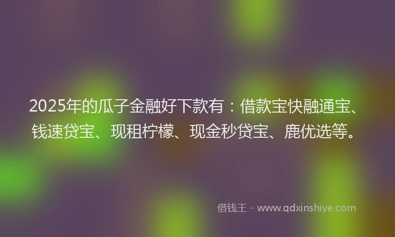 2025年的瓜子金融好下款有：借款宝快融通宝、钱速贷宝、现租柠檬、现金秒贷宝、鹿优选等。
