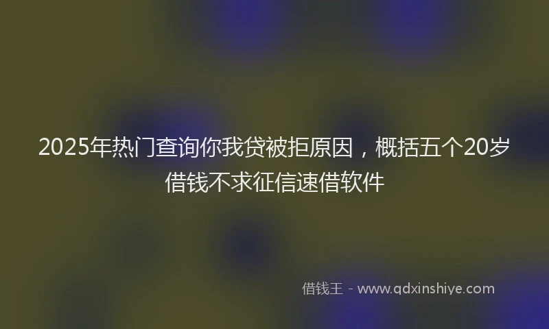 2025年热门查询你我贷被拒原因，概括五个20岁借钱不求征信速借软件