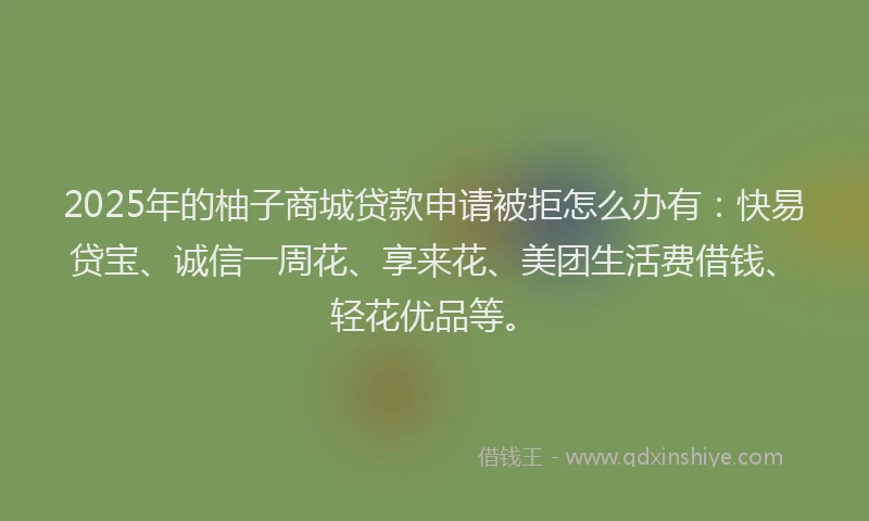 2025年的柚子商城贷款申请被拒怎么办有：快易贷宝、诚信一周花、享来花、美团生活费借钱、轻花优品等。