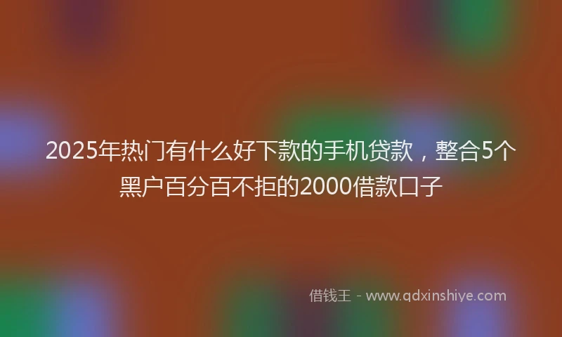 2025年热门有什么好下款的手机贷款，整合5个黑户百分百不拒的2000借款口子
