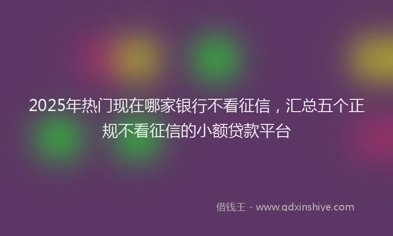 2025年热门现在哪家银行不看征信，汇总五个正规不看征信的小额贷款平台