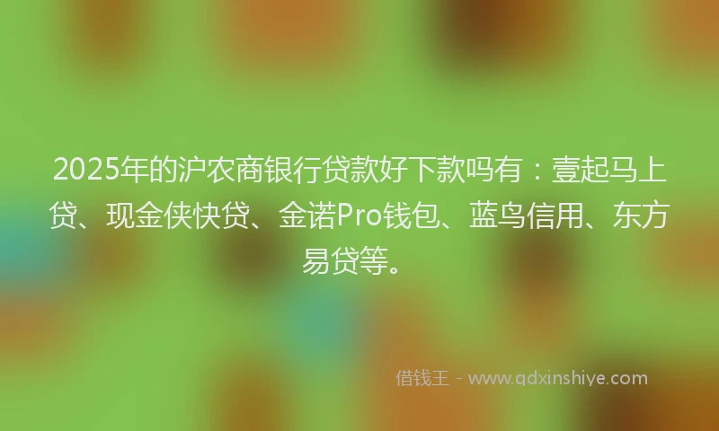 2025年的沪农商银行贷款好下款吗有：壹起马上贷、现金侠快贷、金诺Pro钱包、蓝鸟信用、东方易贷等。