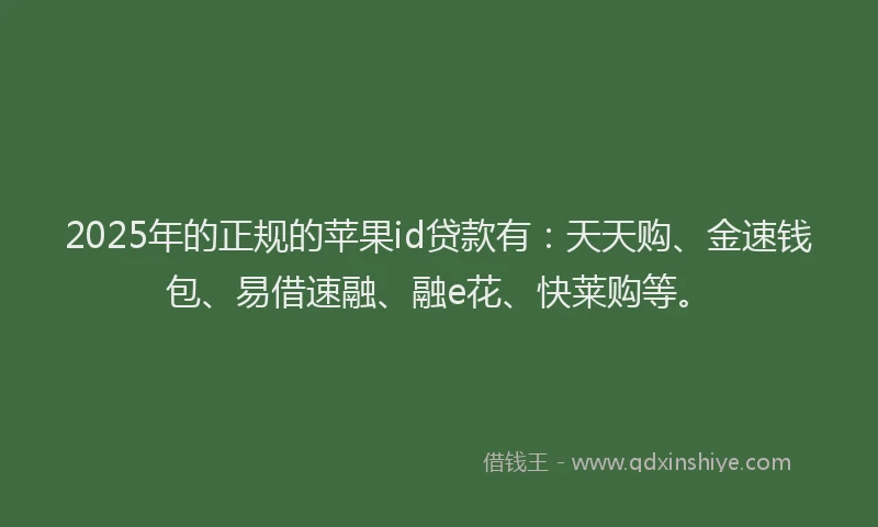 2025年的正规的苹果id贷款有：天天购、金速钱包、易借速融、融e花、快莱购等。