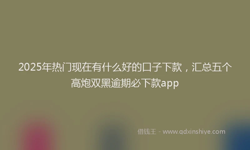2025年热门现在有什么好的口子下款，汇总五个高炮双黑逾期必下款app