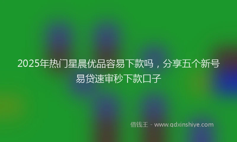 2025年热门星晨优品容易下款吗，分享五个新号易贷速审秒下款口子