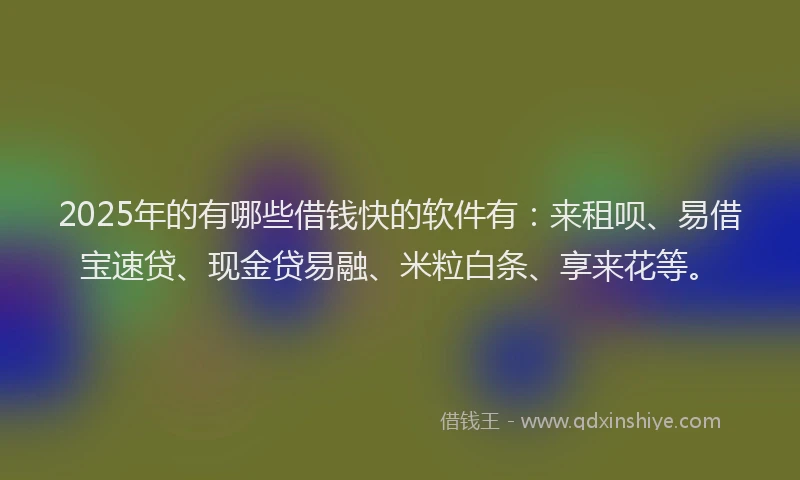 2025年的有哪些借钱快的软件有：来租呗、易借宝速贷、现金贷易融、米粒白条、享来花等。