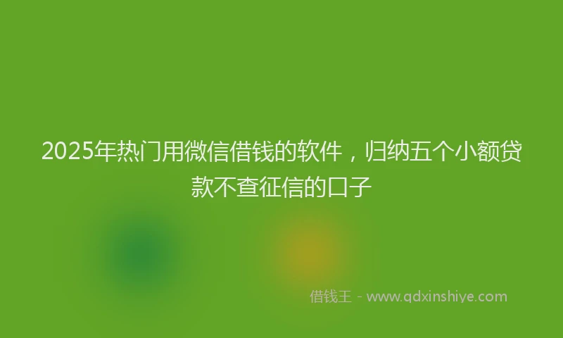 2025年热门用微信借钱的软件，归纳五个小额贷款不查征信的口子